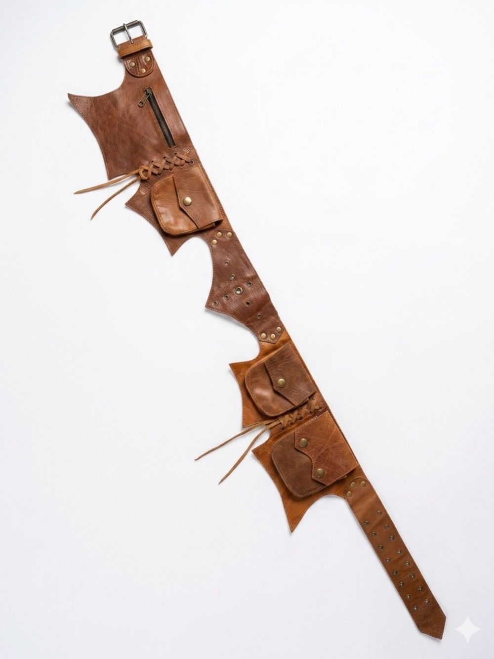 Leather Utility Belt with Multiple Pouches - Brown Festival goers !!!